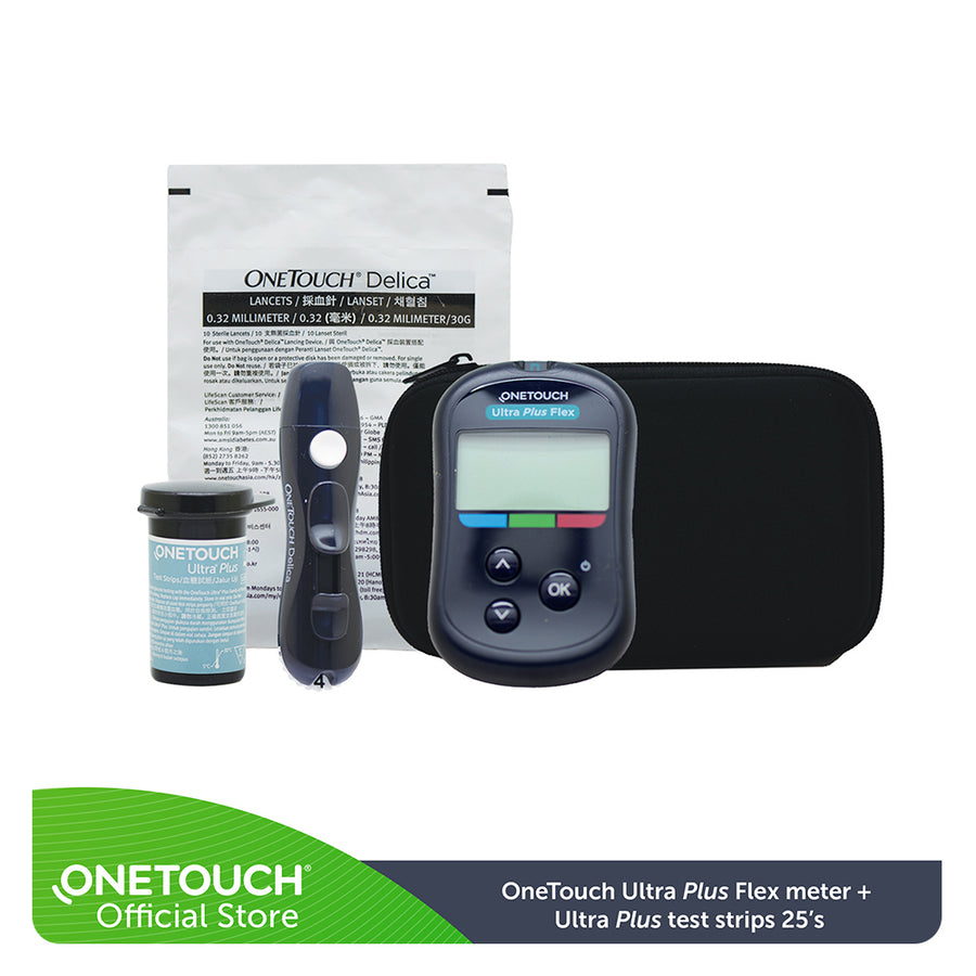 ONETOUCH Ultra Plus Flex Meter + Strip (25's) – Glucometer.my